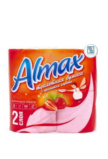 Туалетная бумага Almax розовая с ароматом Клубники/4 рул   рулон   туалетная бумага 