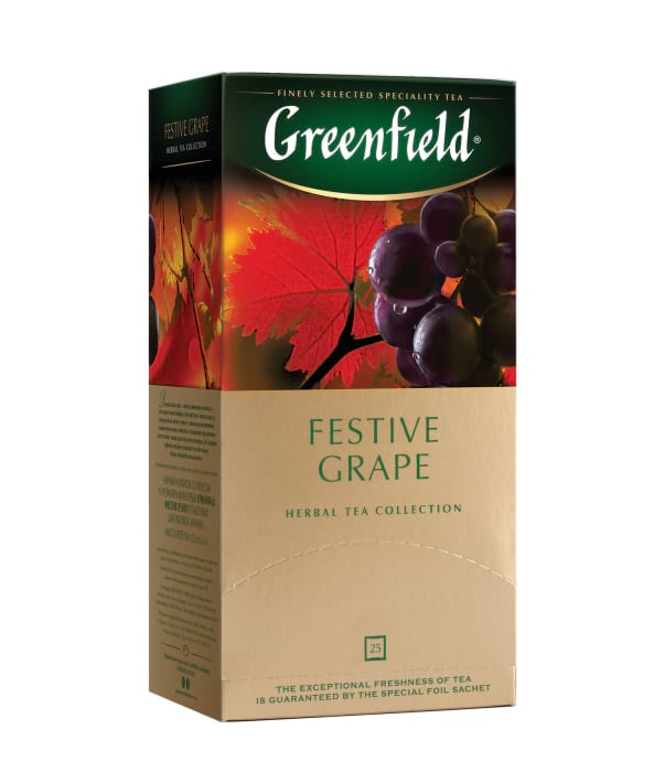 Чай Гринфилд Фестивал Грэйп 25*2г с ароматом винограда/10 шт/уп 0,09 кг  картонная коробка   чай 