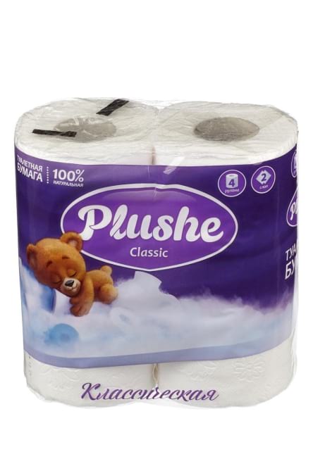 Туалетная бумага 2-х сл."Plushe" Classic белая/4 рул   рулон   туалетная бумага 