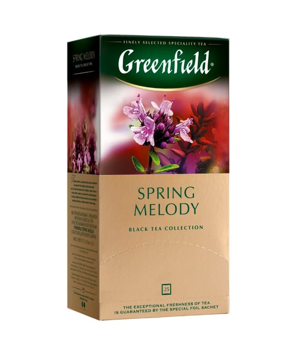 Чай Гринфилд черный Спринг Мелоди с чабрецом 25*1,5г 0,09 кг  картонная коробка   чай 