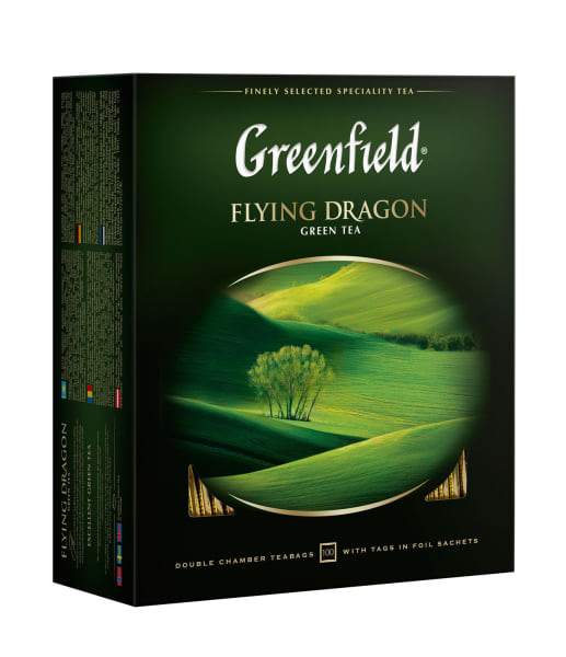 Чай Гринфилд зеленый Флаинг Драгон 100пак*2г 0,358 кг  картонная коробка   чай 